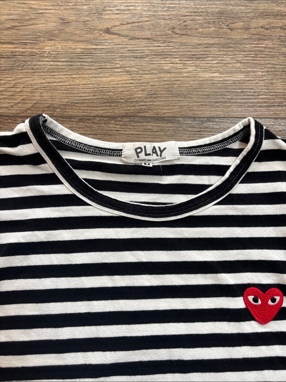 Comme des Garçons Play Striped Long-Sleeved T-Shirt Women's Size Medium - Picture 2 of 11
